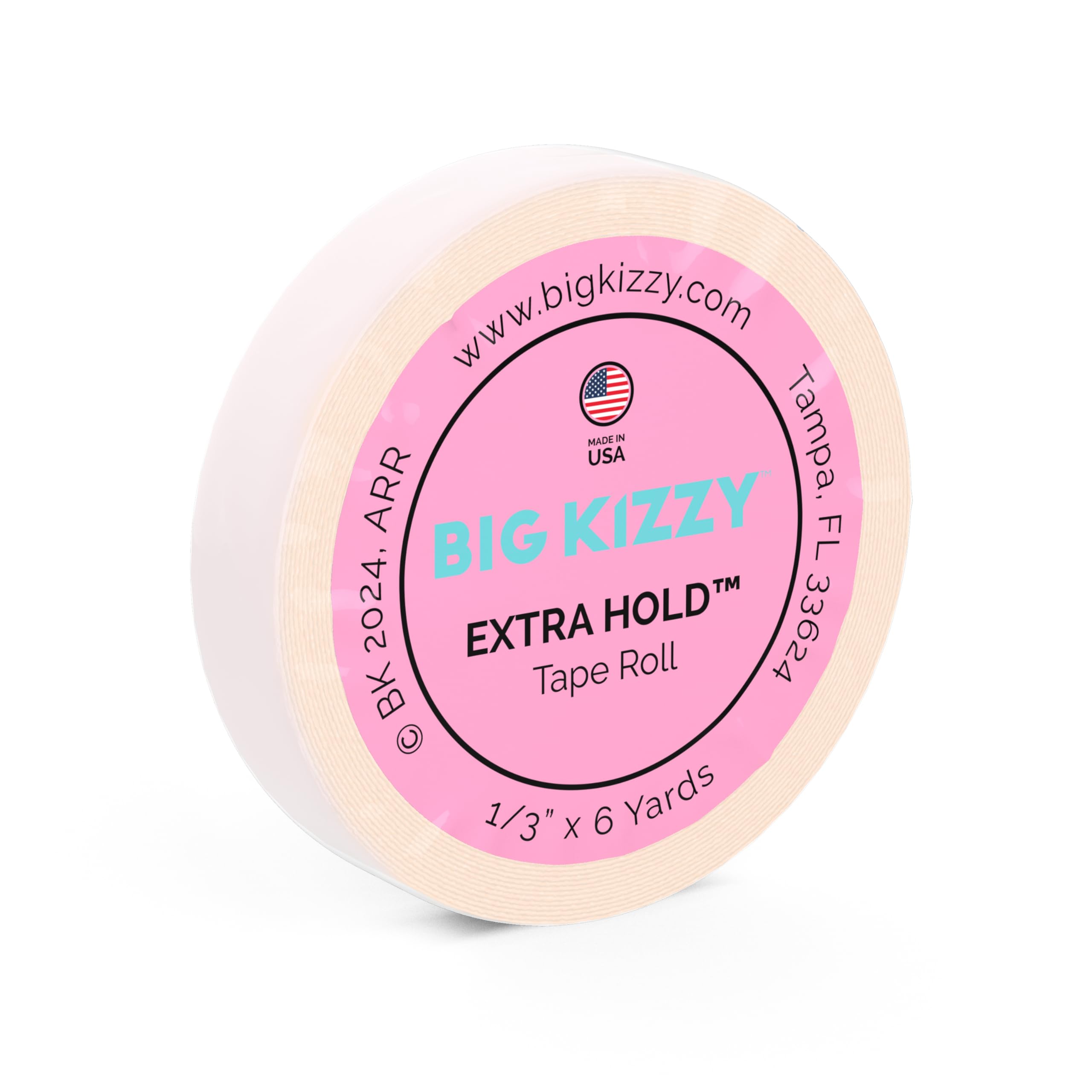 Big Kizzy Extra Hold tape roll close-up for secure long-lasting extension adhesion.