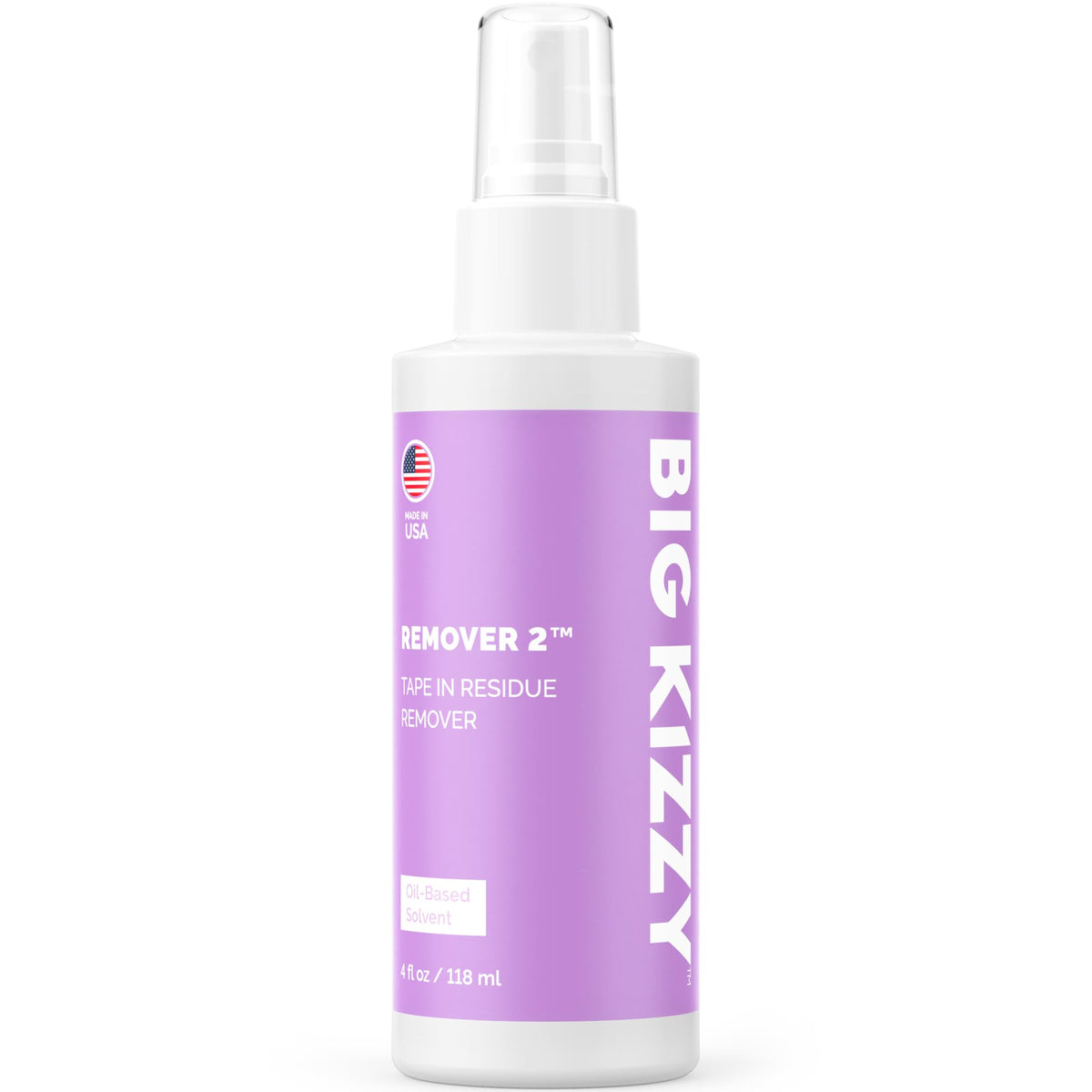 Big Kizzy Remover 2 bottle pour enables easy adhesive removal.