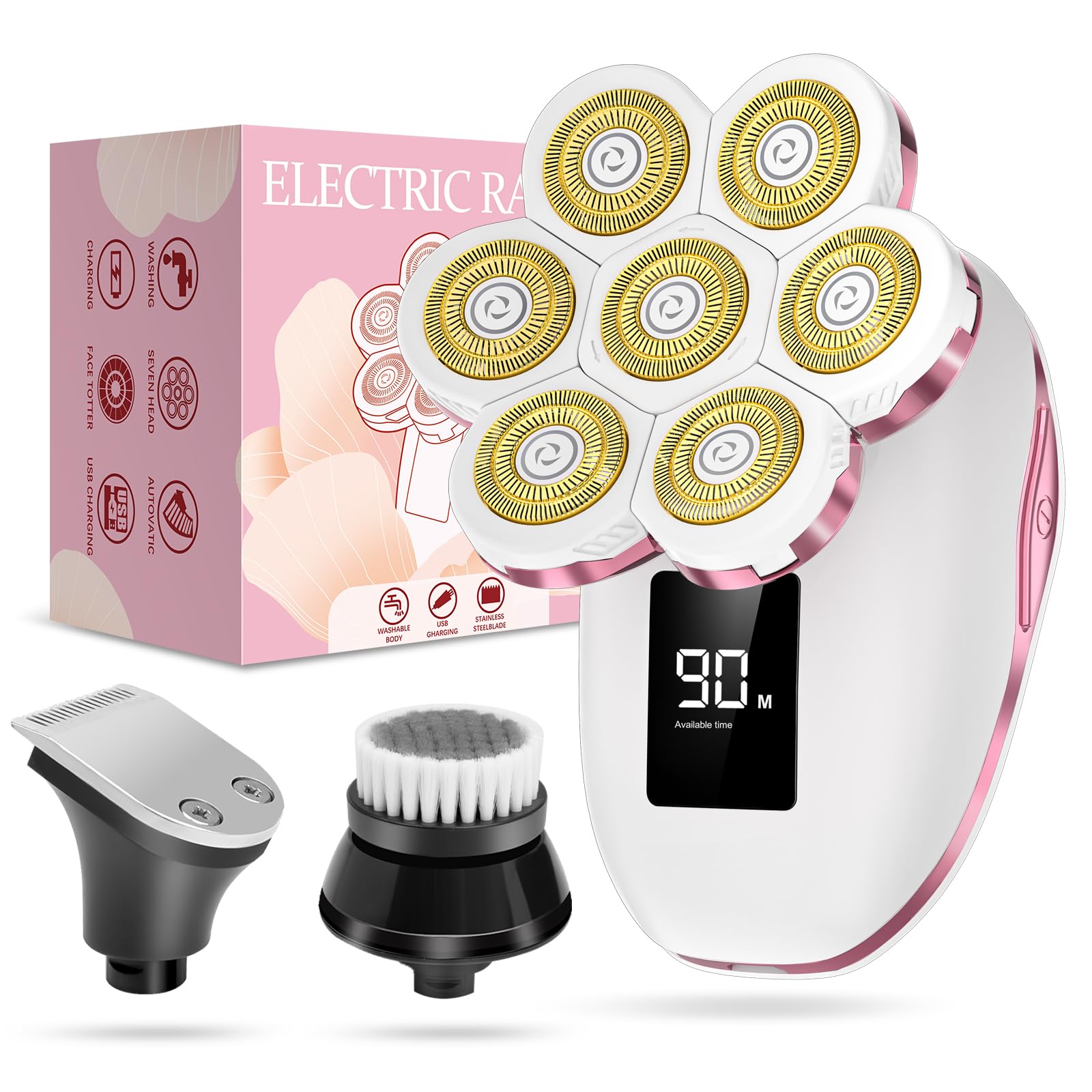 Bigorq 3-in-1 electric razor for women with versatile heads for smooth legs