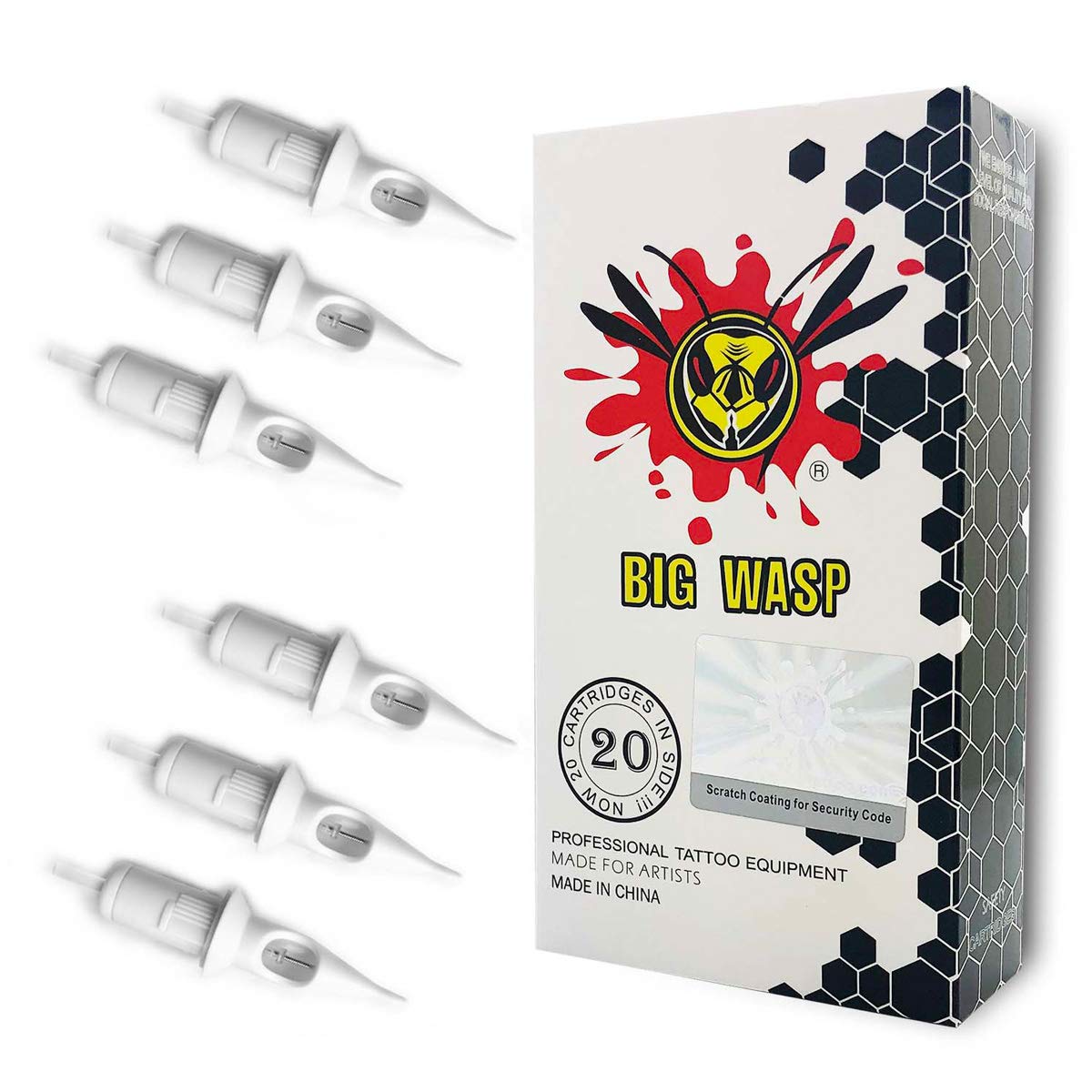 BIGWASP 1007RL tattoo cartridge box of 20pcs for fast, ready-to-use sessions.