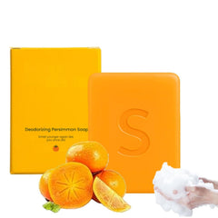 BIJIELAODIAO persimmon soap bar close-up showing creamy lather for gentle cleansing.