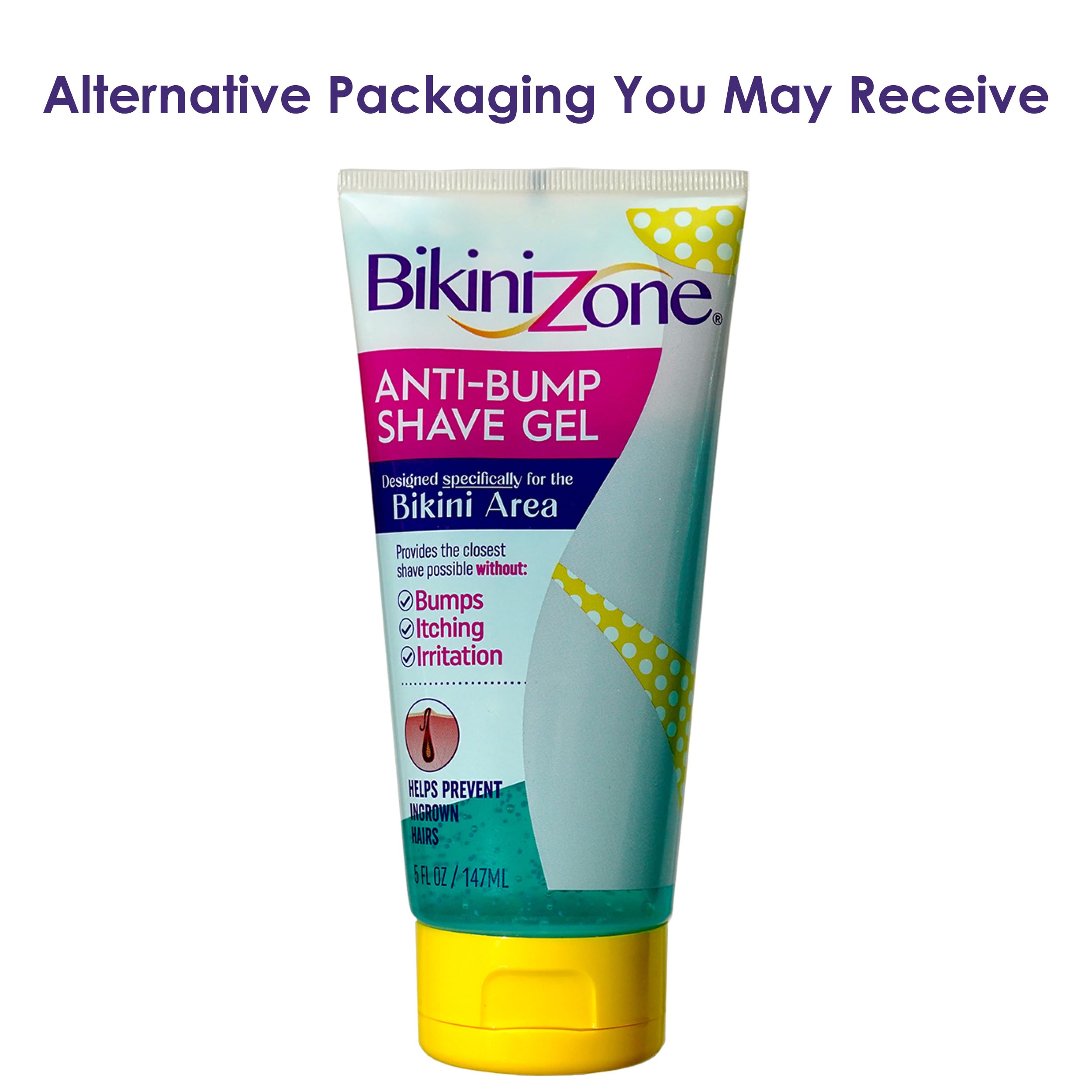 Bikini Zone clear gel application closeup for precise shaving with visibility.