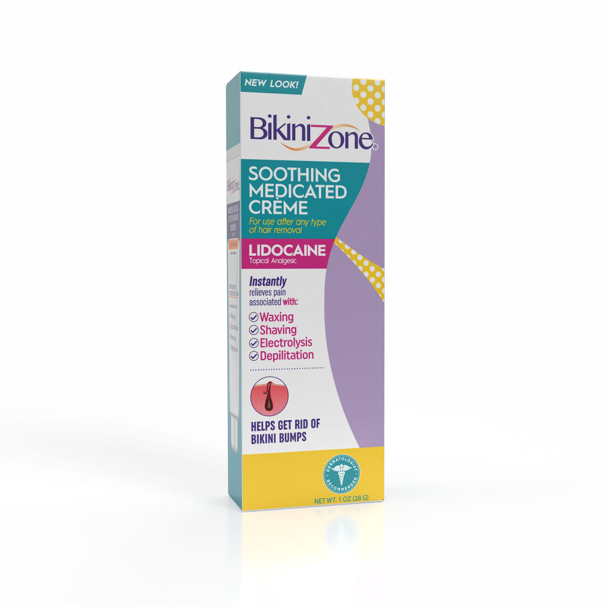 Bikini Zone medicated after shave cream bottle ready for bikini-line use