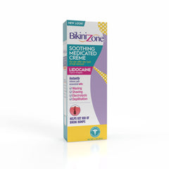 Bikini Zone medicated after shave cream bottle ready for bikini-line use