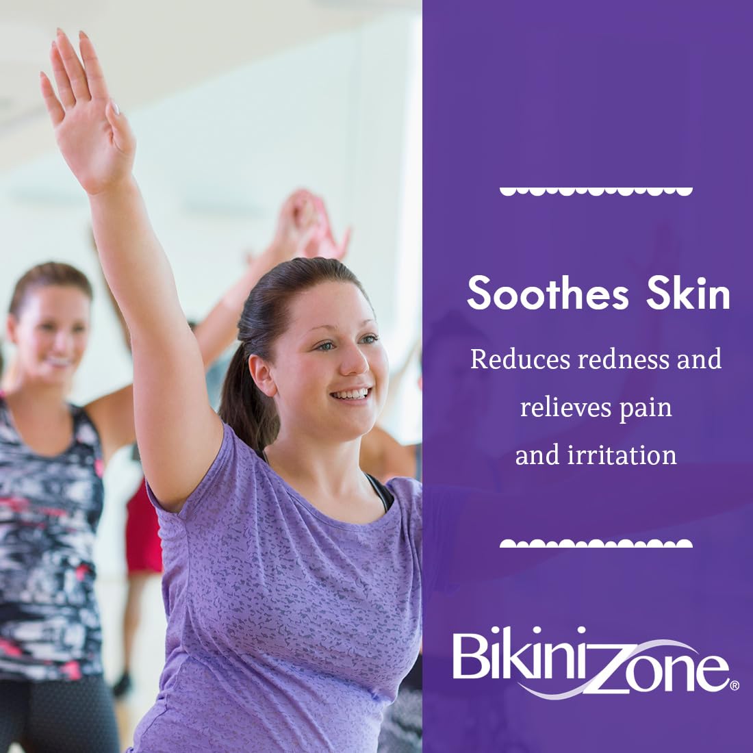 Closeup of Bikini Zone Creme texture showing smooth, non greasy finish