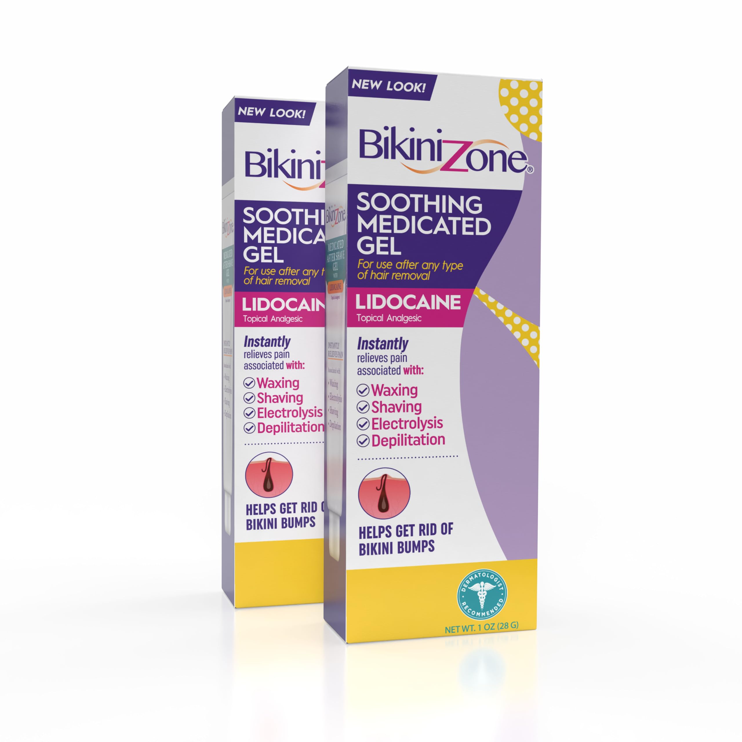 Bikini Zone medicated after shave gel bottle offering lidocaine relief for razor bumps