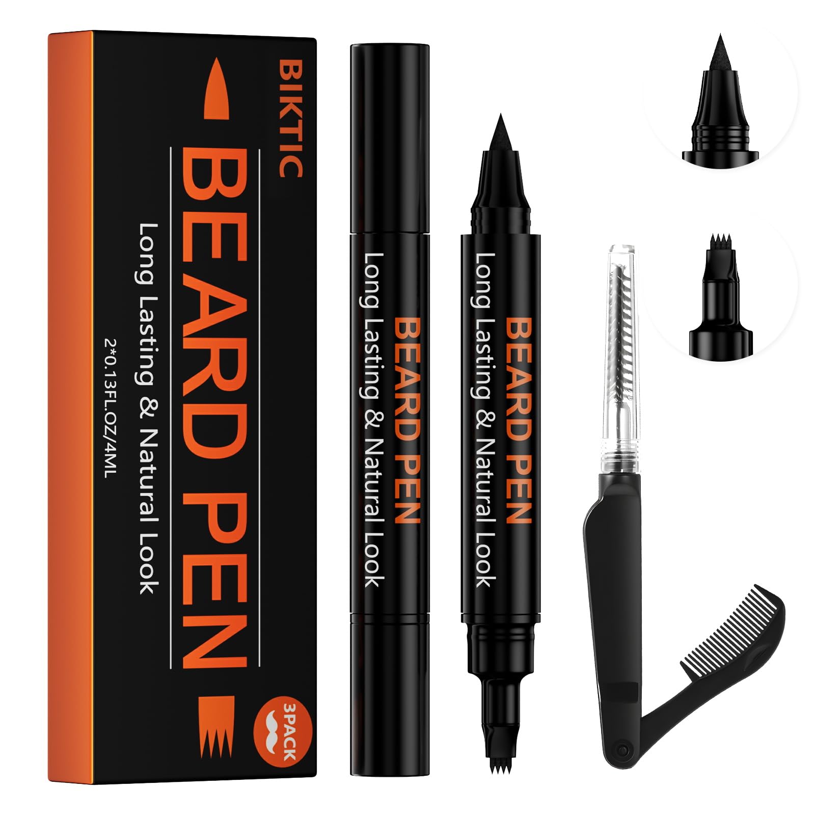 BIKTIC beard pen filler with twist-up design for quick, mess-free application.