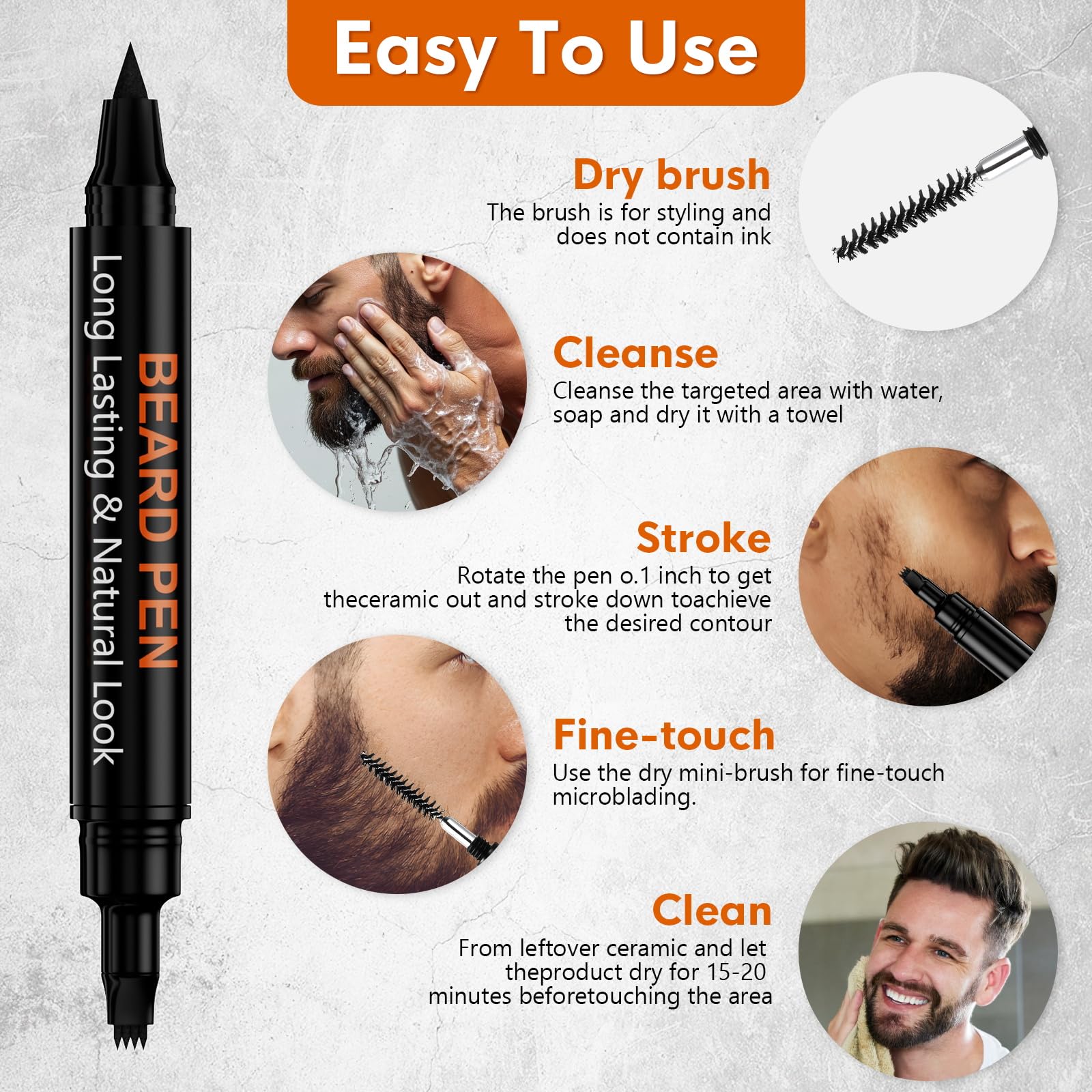 BIKTIC beard pen includes 2-in-1 comb for grooming.