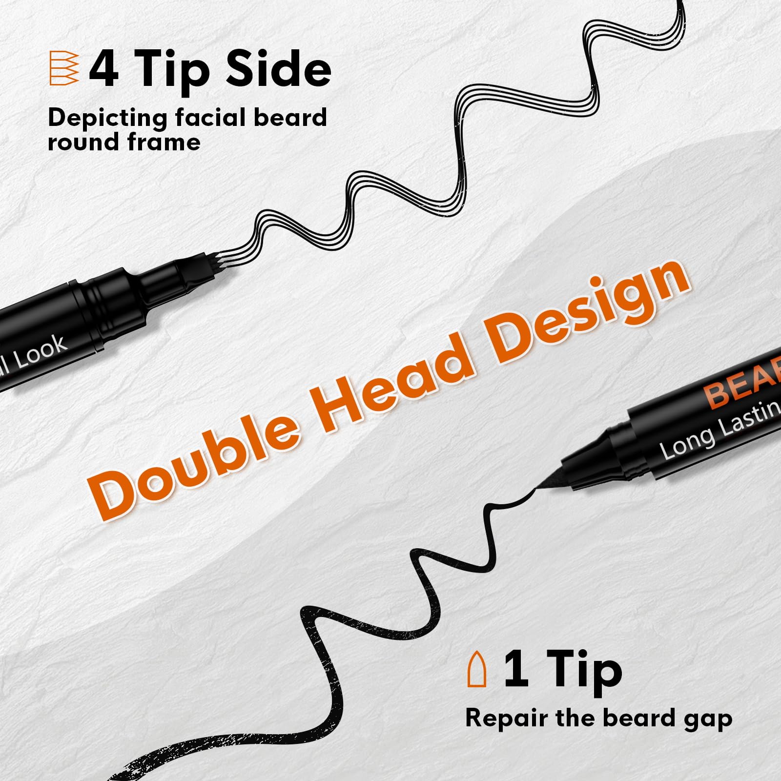 BIKTIC beard pen dual-ended tip enables precise outlining.