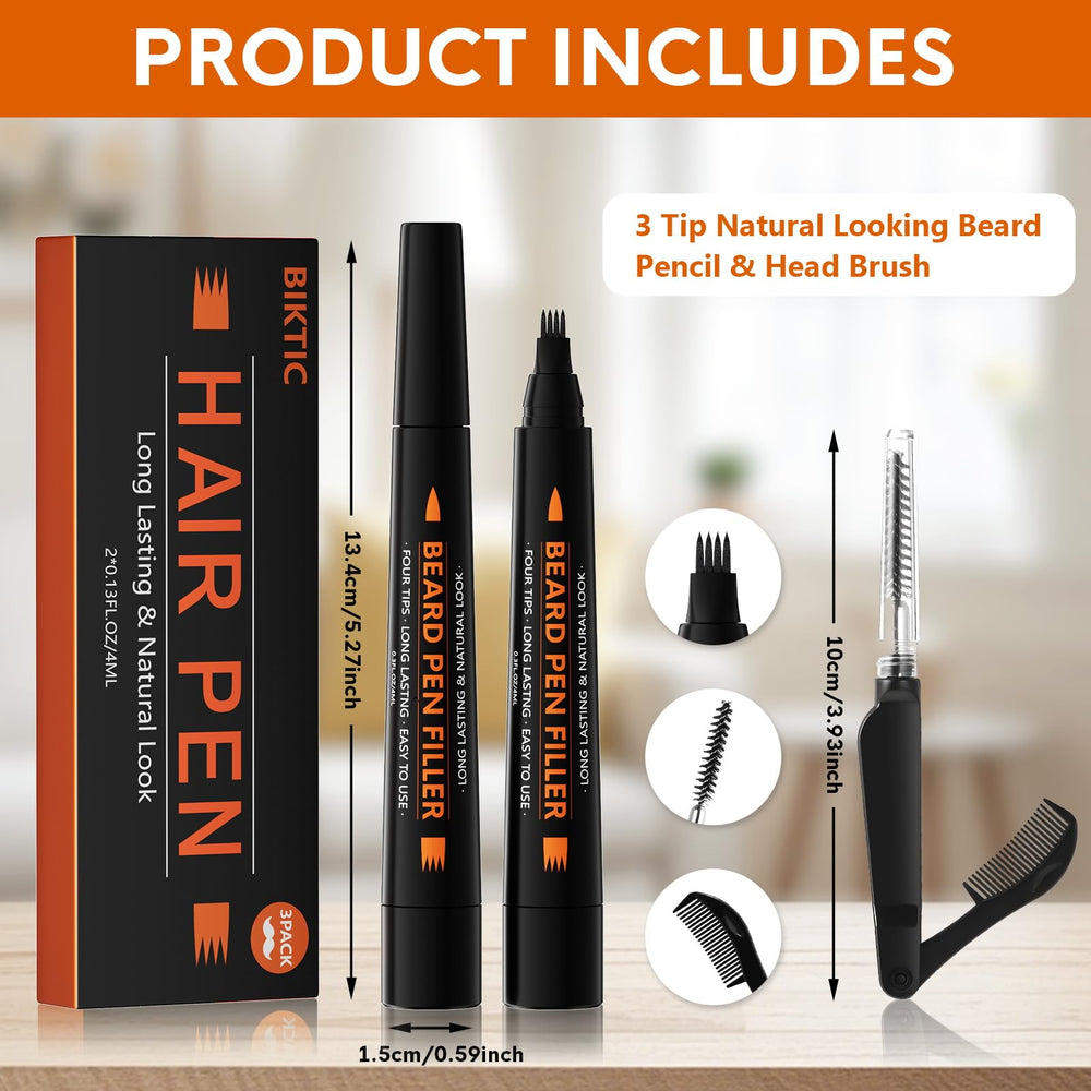 BIKTIC twist-up beard pencil enables convenient, mess-free on-the-go application.