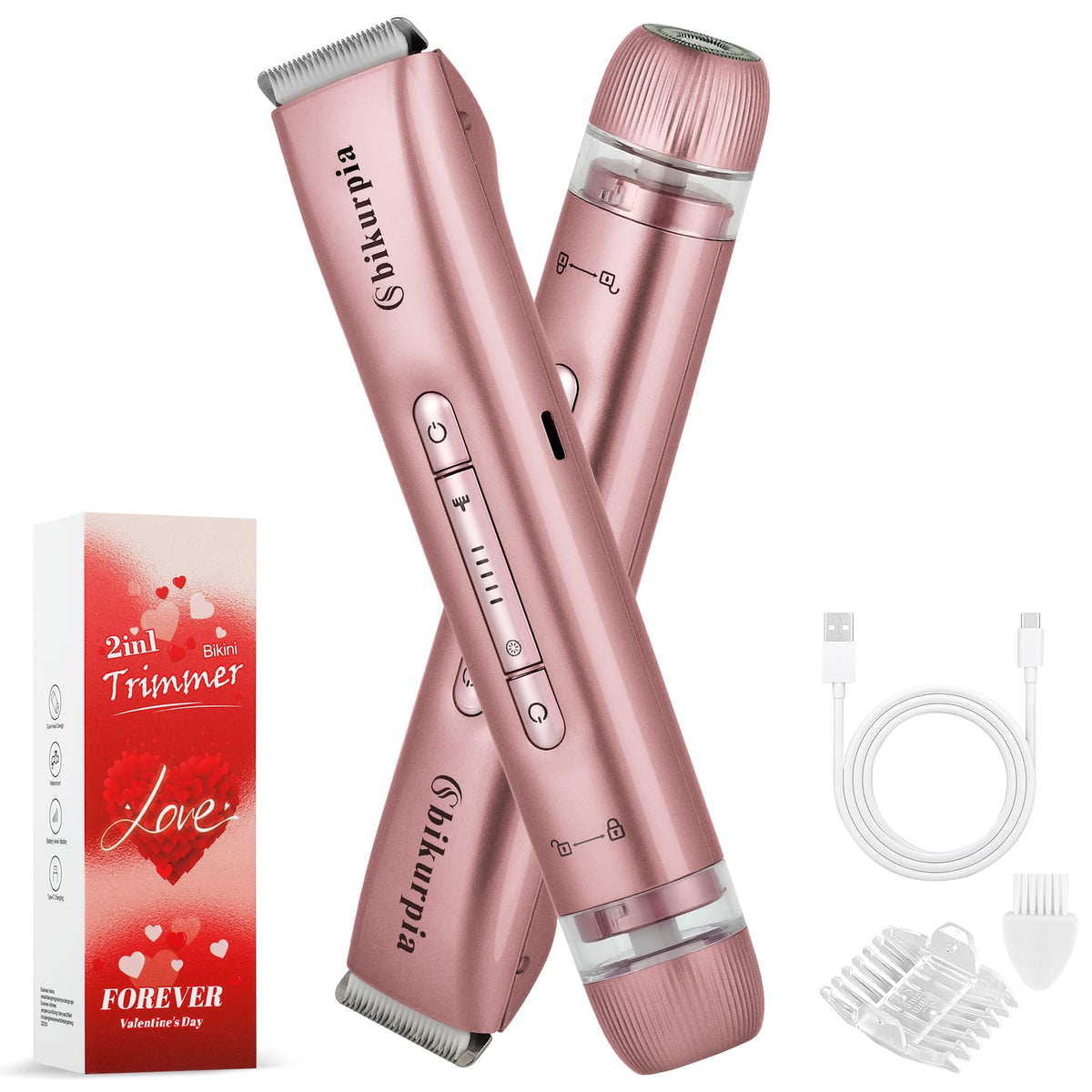 Bikurpia bikini trimmer dual-head for precise trimming on arms, legs, and bikini area.