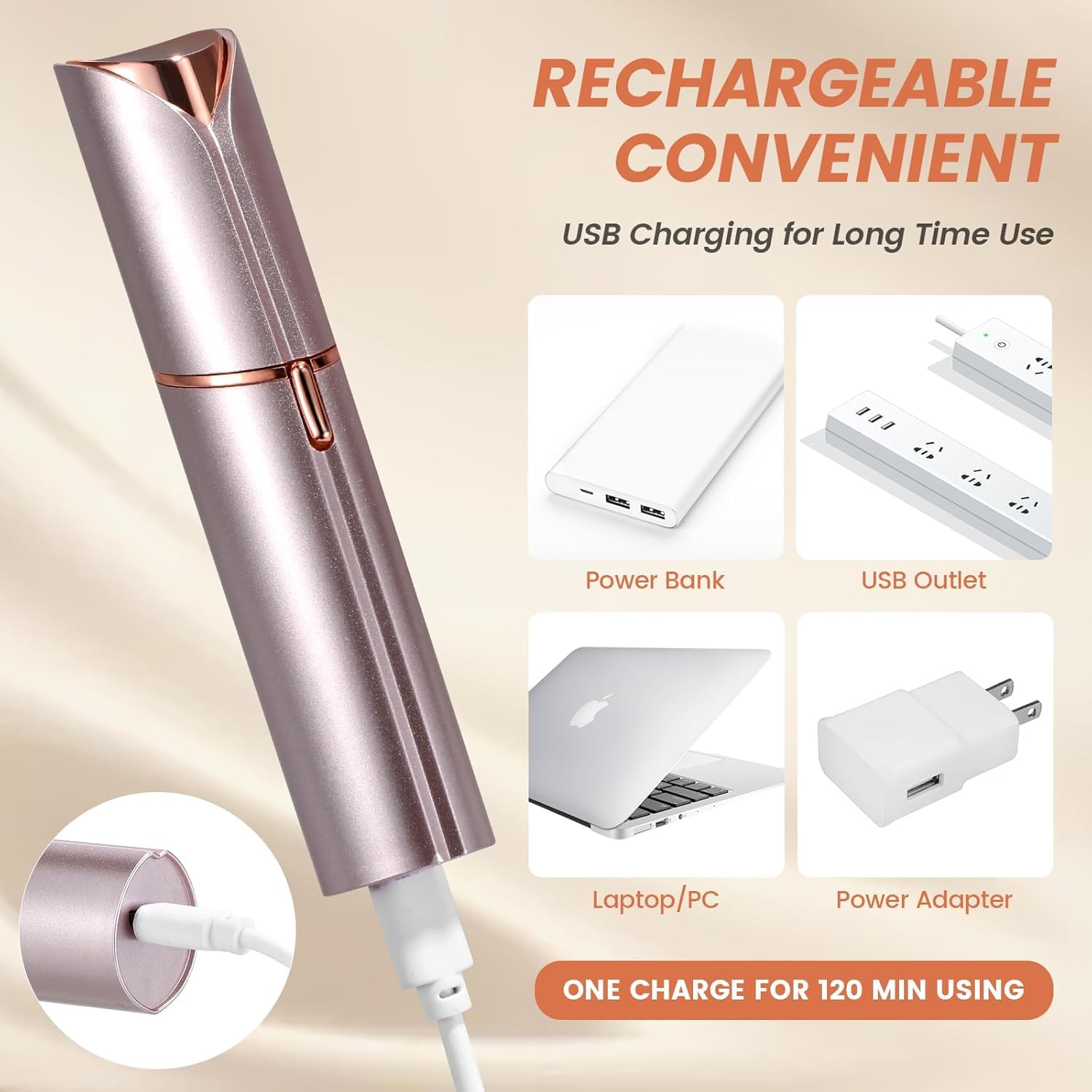 Bikurpia epilator includes two replacement heads for extended maintenance.