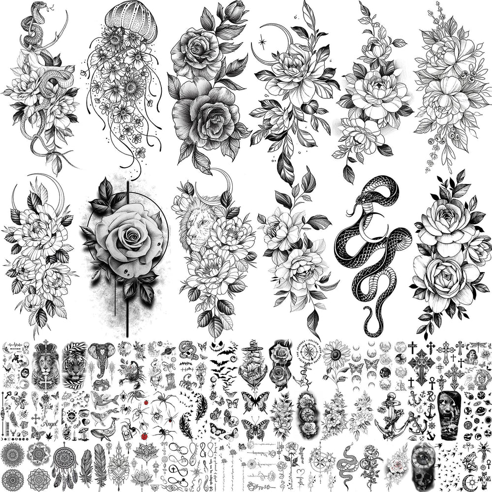 Bilizar 64 sheets temporary tattoos for forearm designs, long-lasting and easy to apply.