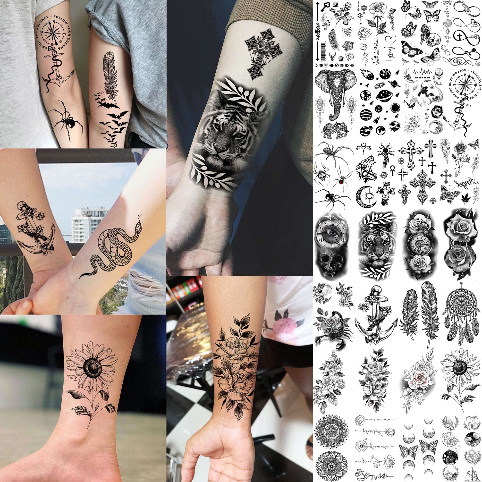 Bilizar versatile tattoo stickers for neck and arms, easy removal with oil.