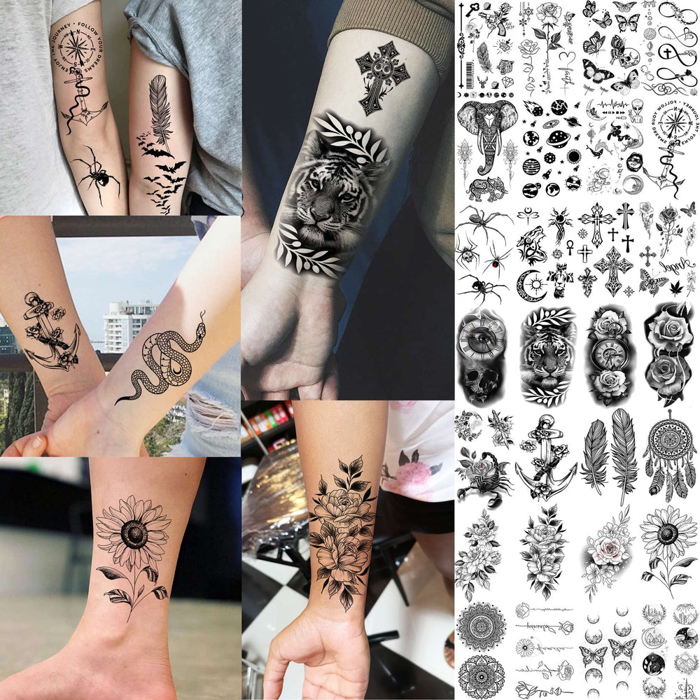 Bilizar versatile tattoo stickers for neck and arms, easy removal with oil.