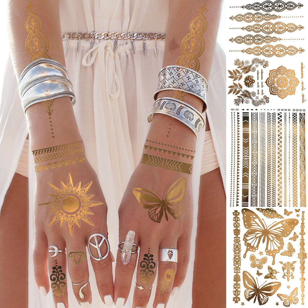 Bilizar non-toxic metallic tattoos safe for adults and older kids.