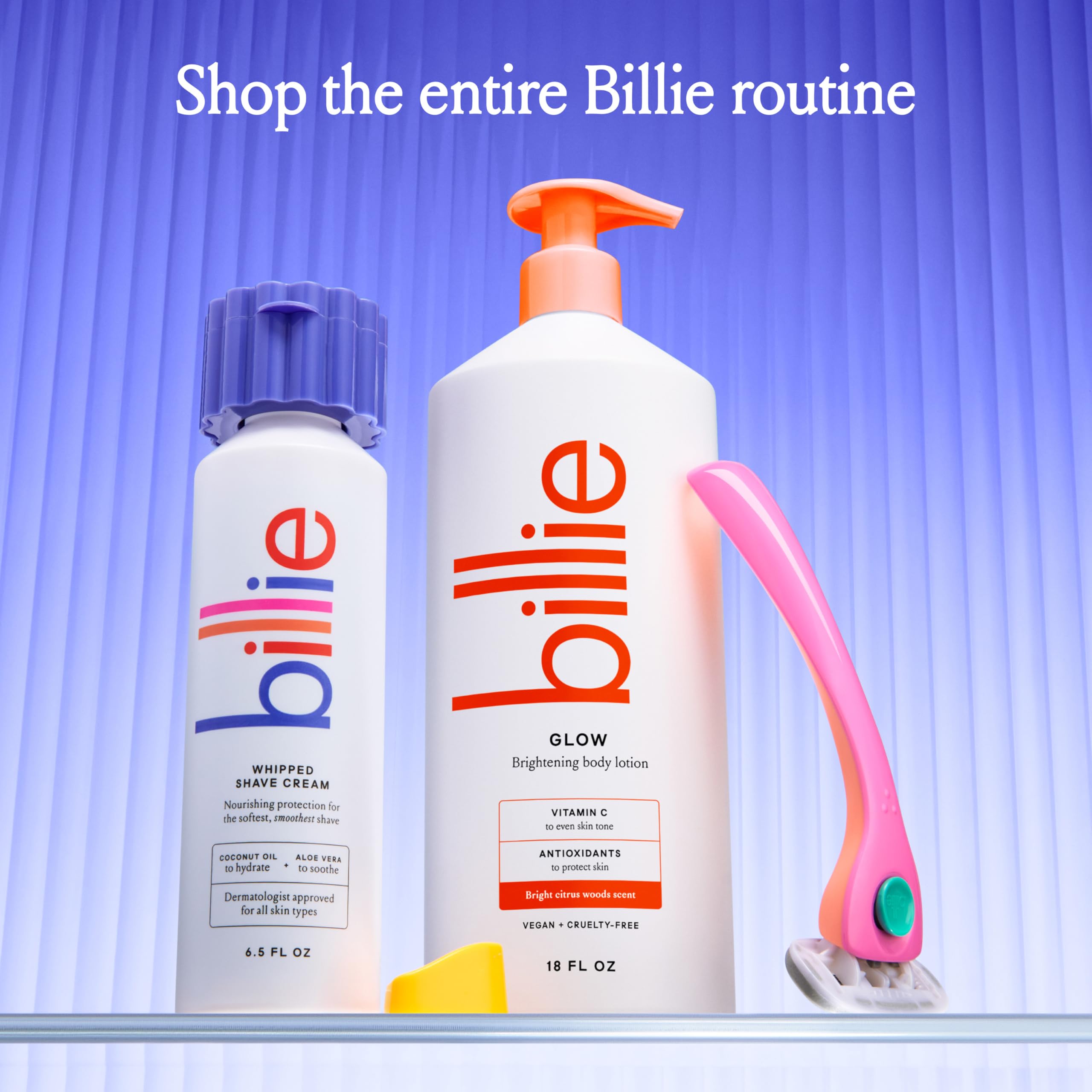 Absorción rápida sin sensación grasa, ideal para uso diario con Billie Glow.