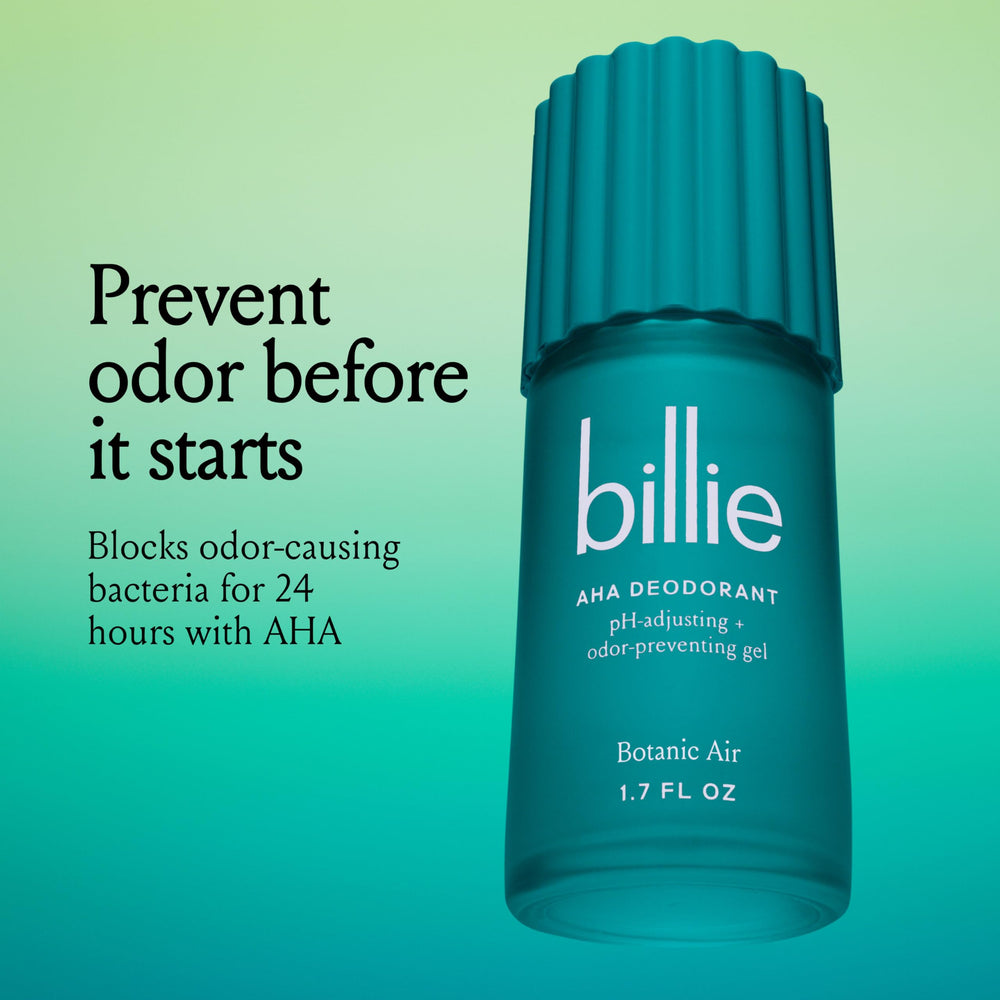 Billie AHA Desodorante Aire Botánico: aplicación de gel ligero sobre axilas.