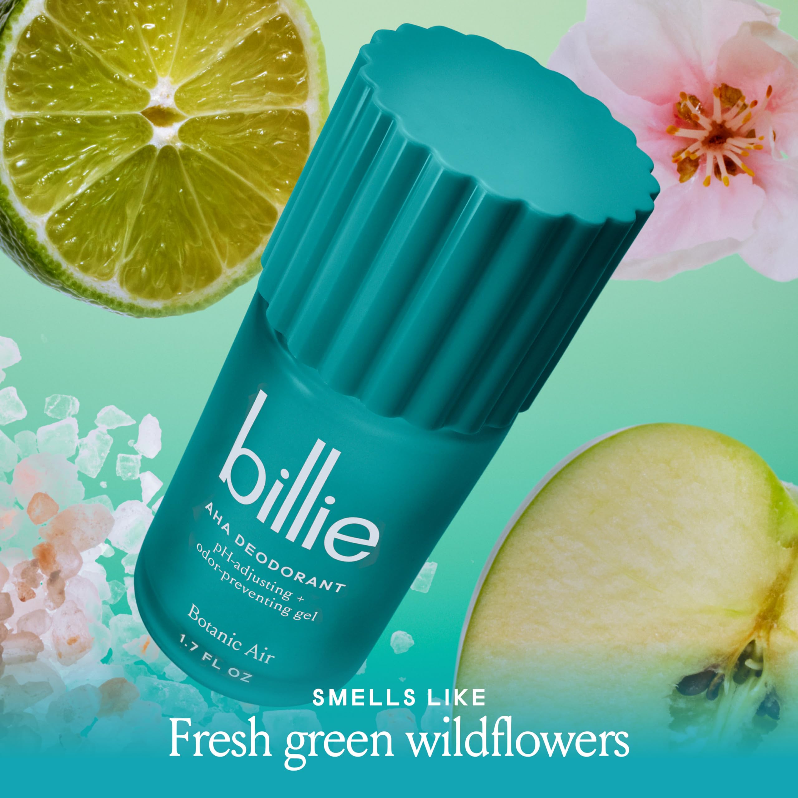 Billie AHA Desodorante Aire Botánico: protección de 24 horas sin aluminio.