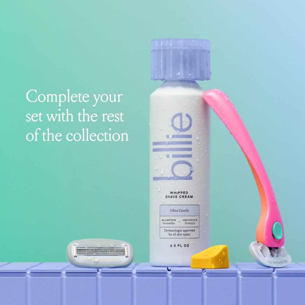 Billie aloe calm skin while shaving close-up of application