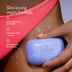 Billie Body Buffer uso previo al afeitado: facilita un afeitado más cómodo.
