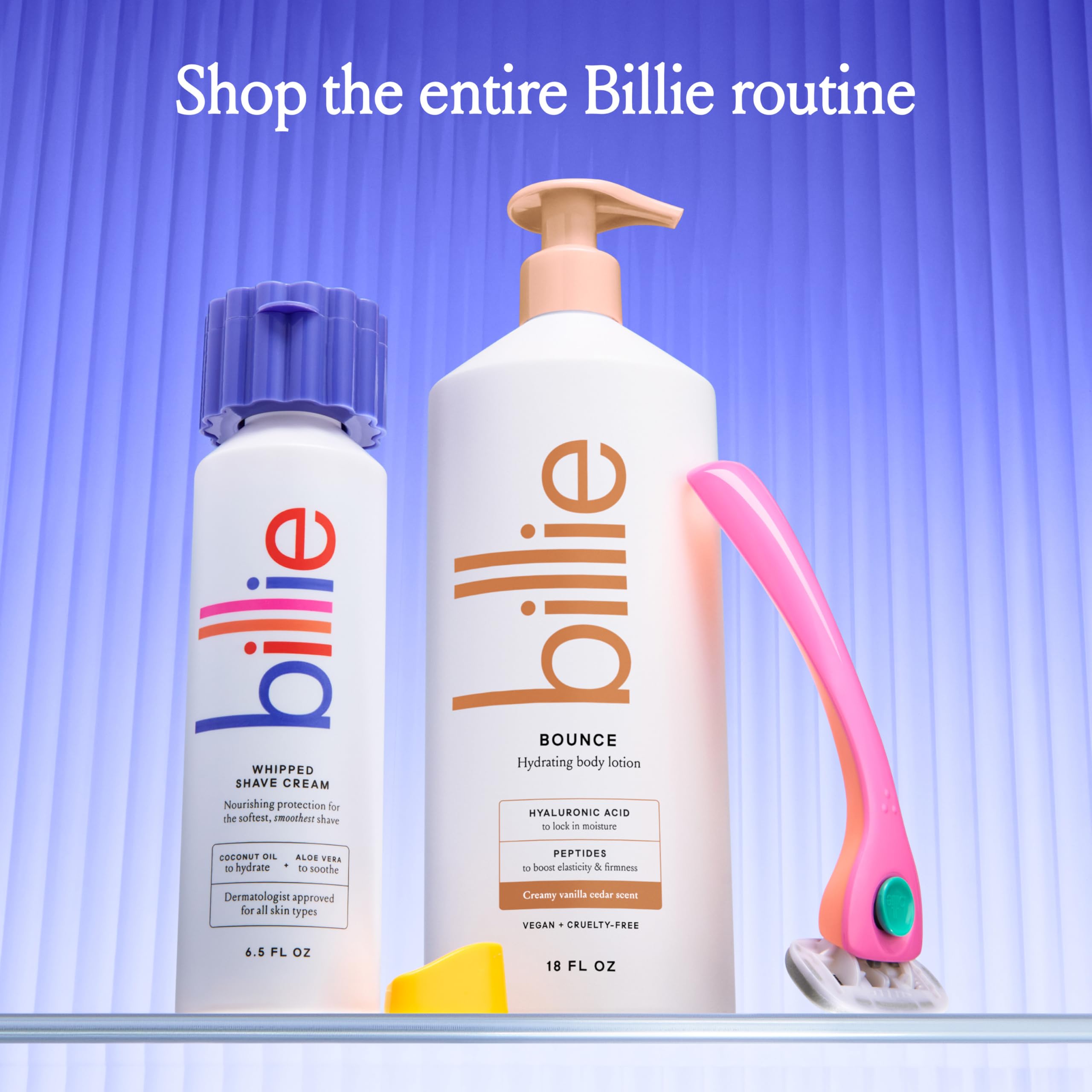 Billie Bounce Hidratante Corporal, aroma vainilla cedro