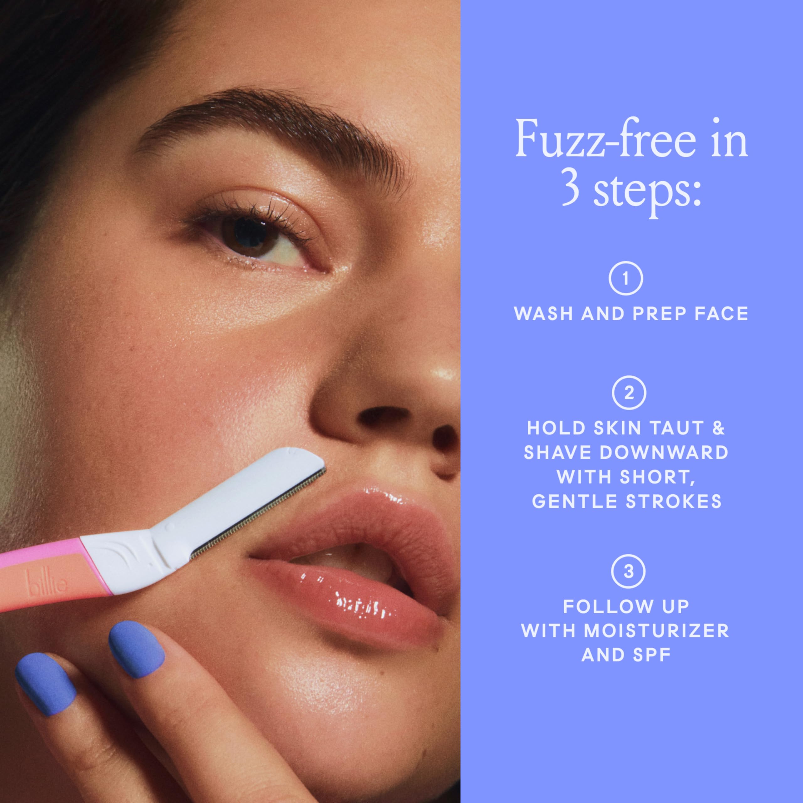Billie dermaplaning guide included for step-by-step, user-friendly prep.