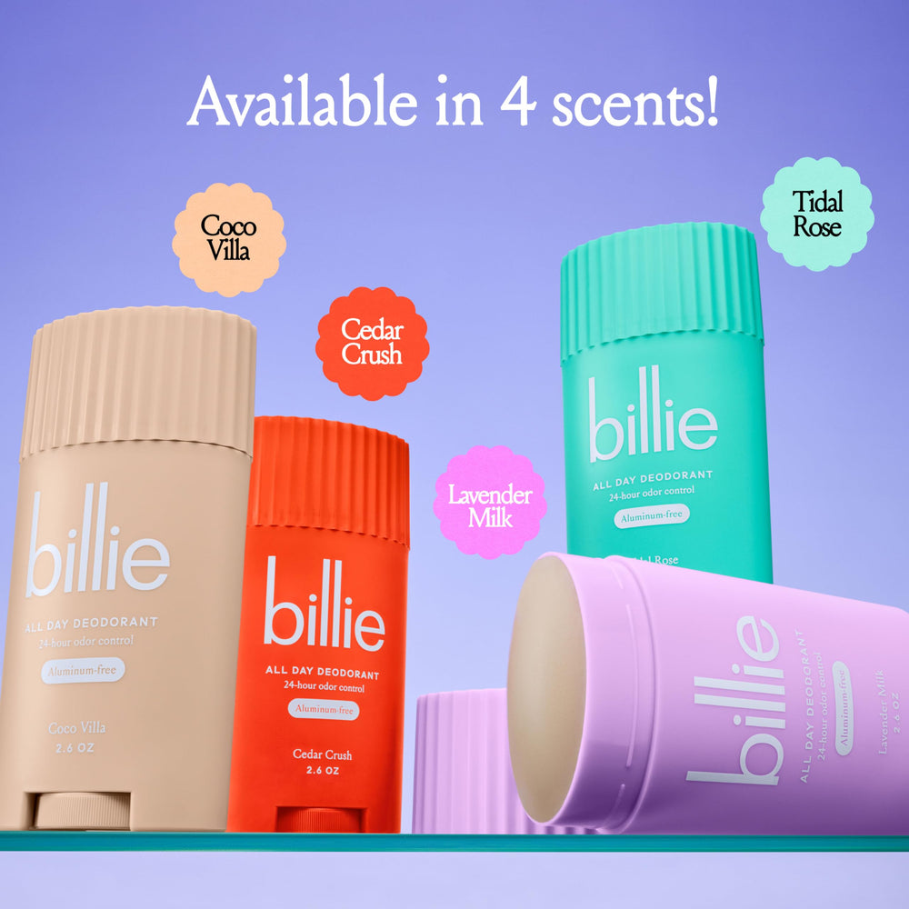 Acabado sedoso del desodorante Billie Santal Bloom en la piel