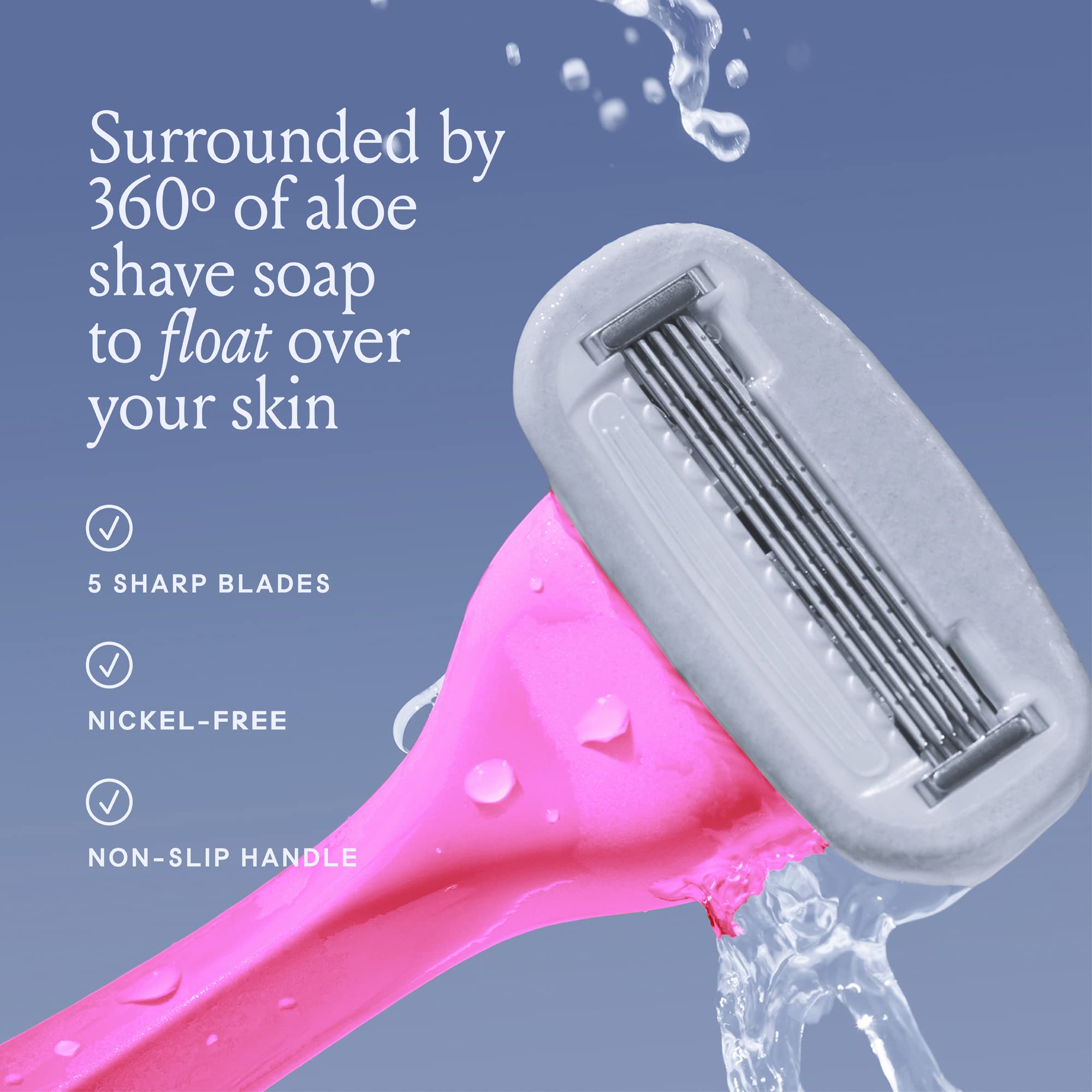Billie Aloe shave soap around blades softens skin for a smooth glide