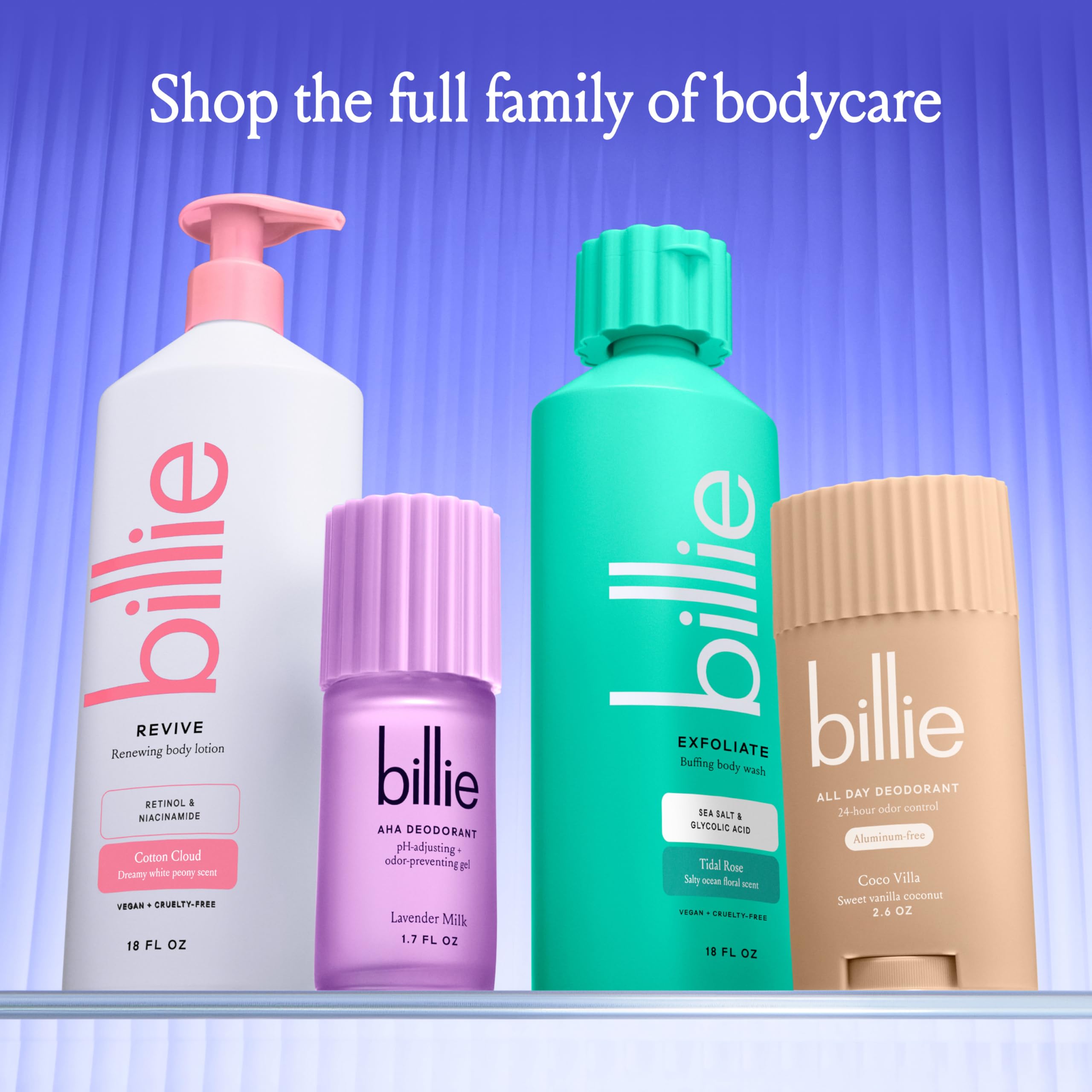 Billie exfoliante corporal aplicación diaria, espuma ligera