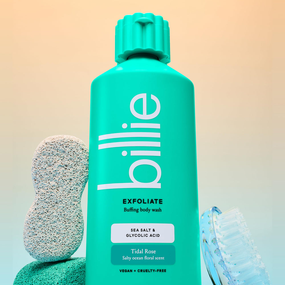 Billie exfoliante corporal aroma floral sal marina, sensación relajante en la ducha