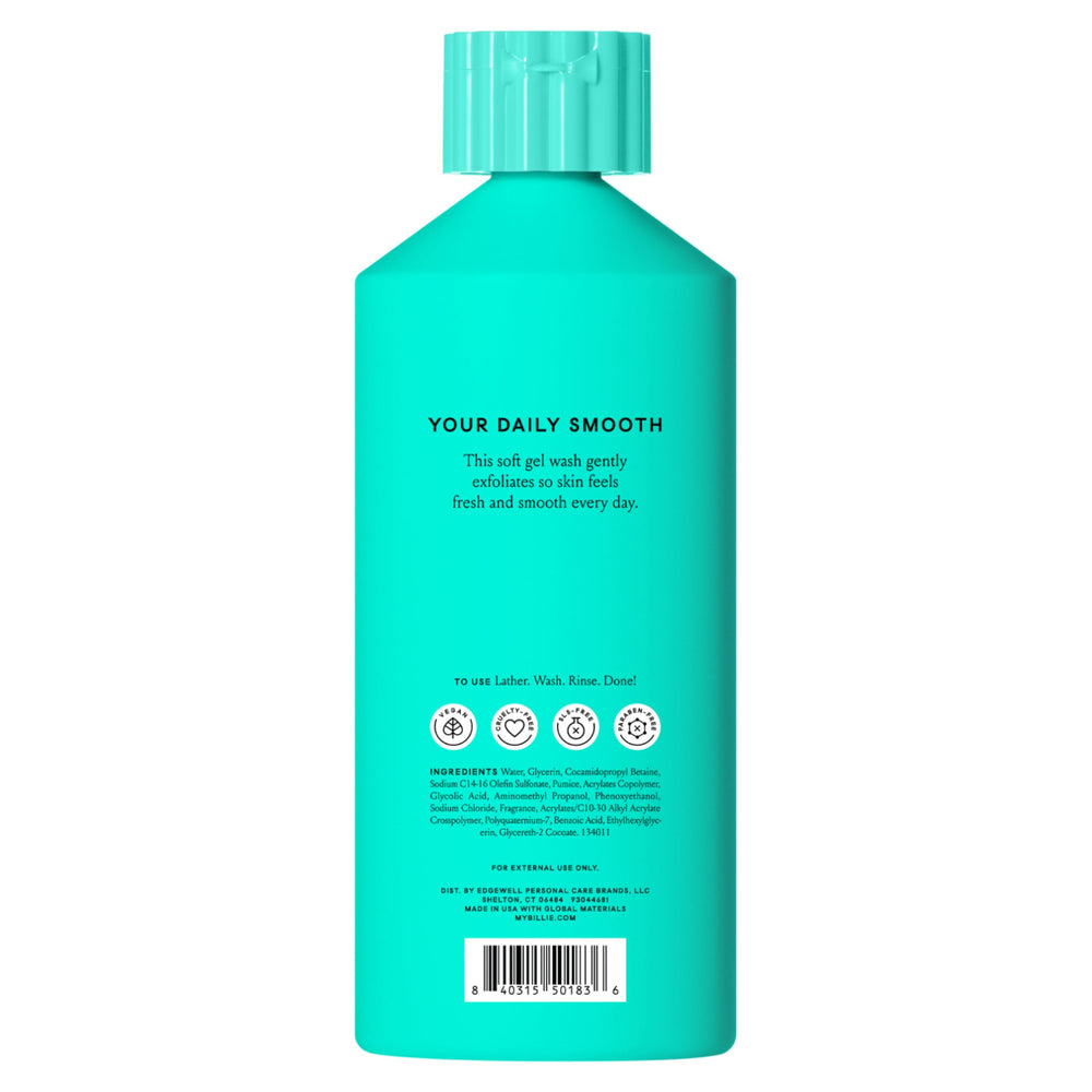 Billie exfoliante corporal textura suave, deslizamiento cómodo durante la ducha