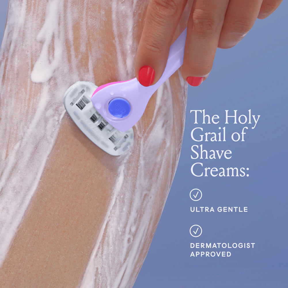 Billie fragrance-free formula close-up highlighting creamy foam for irritation-free shave