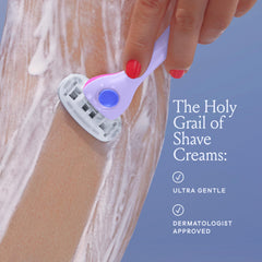 Billie fragrance-free formula close-up highlighting creamy foam for irritation-free shave