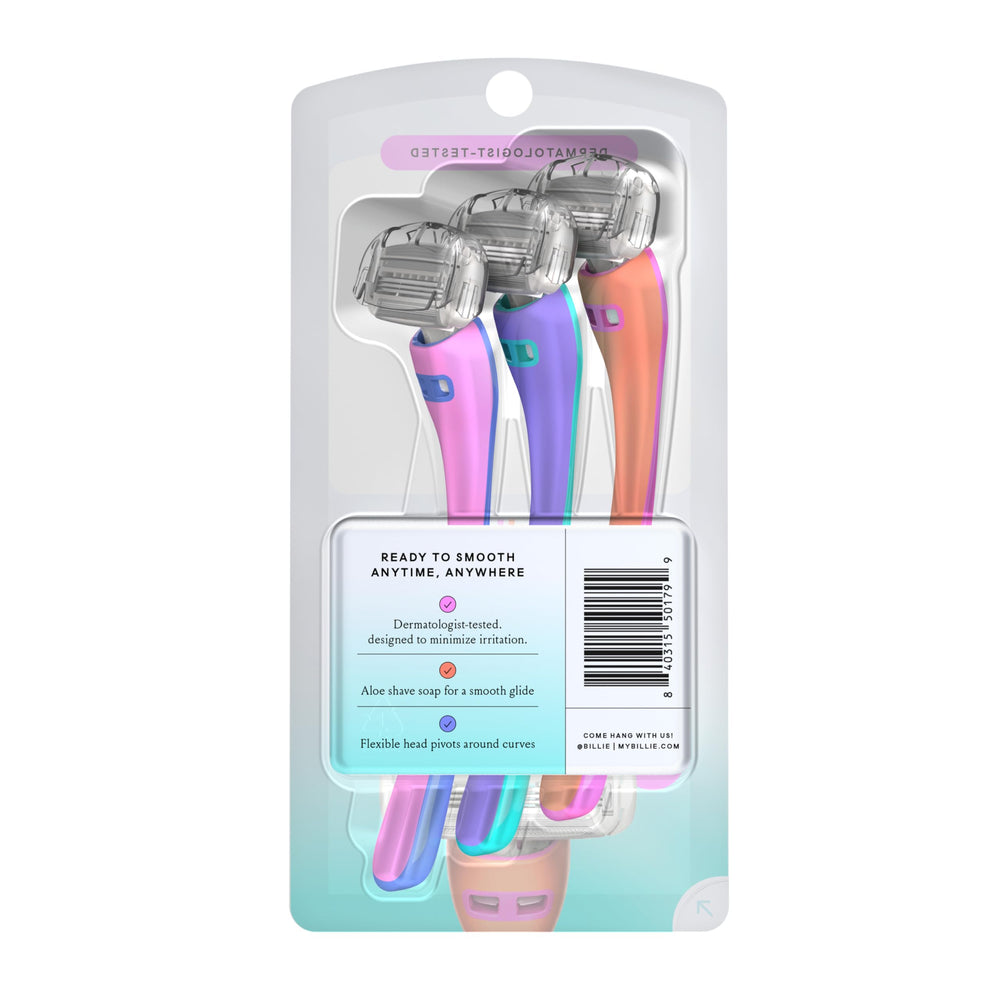 Billie Malibu Set compact, travel-friendly razor in bag for easy packing