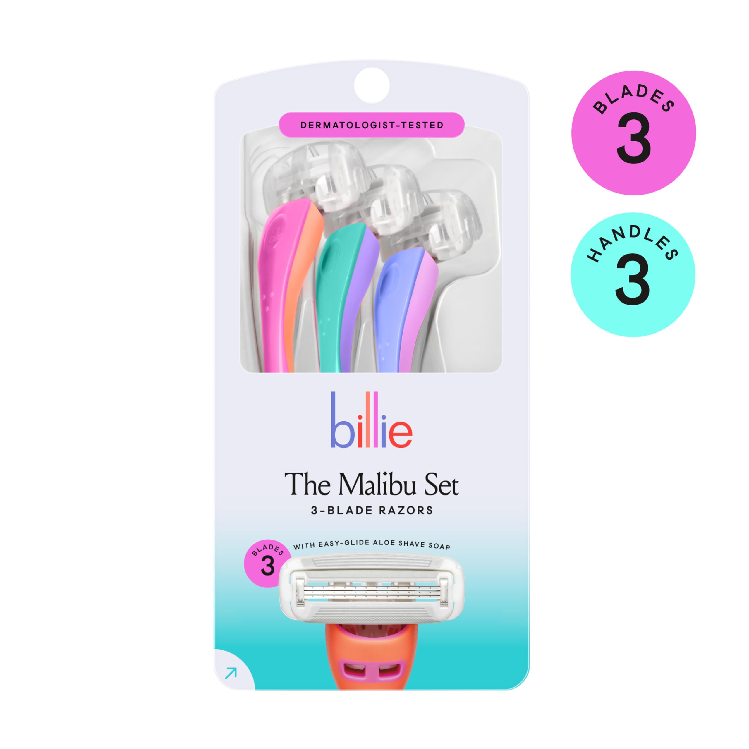 Billie Malibu Set three-blade system delivers a close, comfortable shave