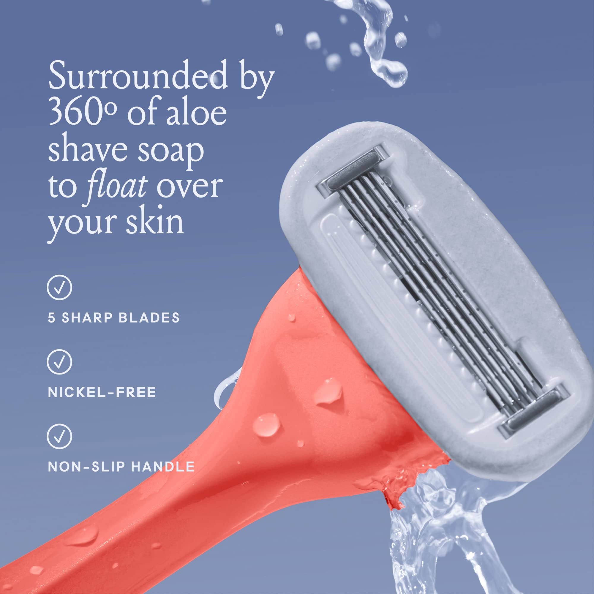 Billie 5 nickel-free blades with aloe shave soap for gentle glide