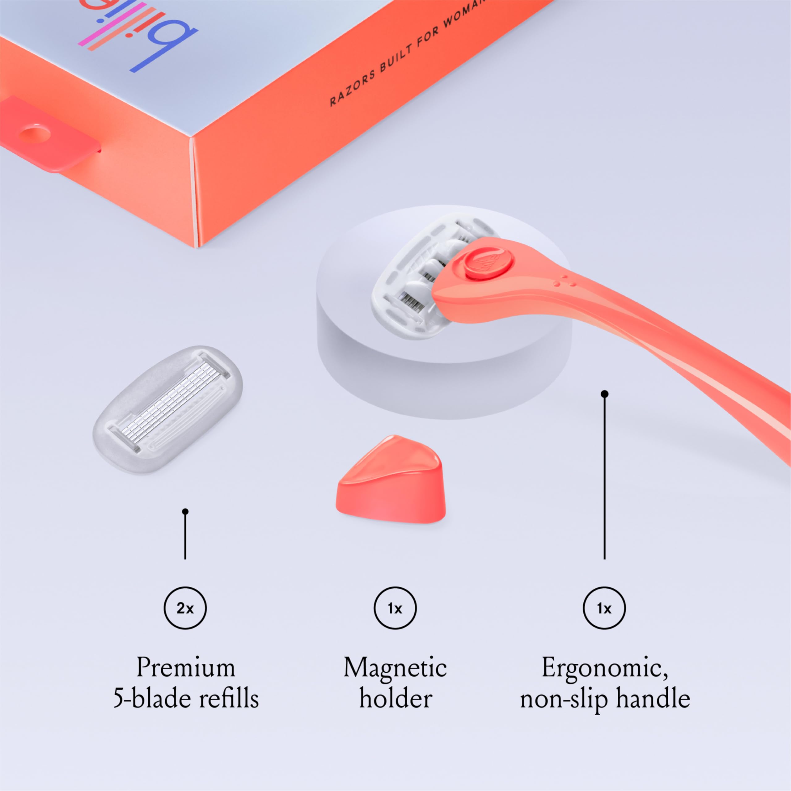Billie razor blades with aloe soap, smooth glide for gentle shaving.
