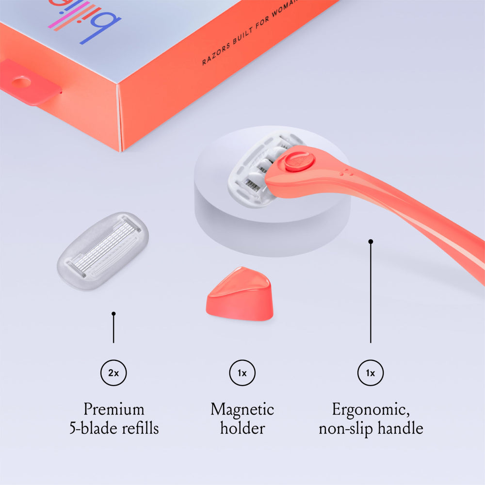 Billie razor blades with aloe soap, smooth glide for gentle shaving.