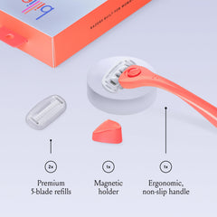 Billie razor blades with aloe soap, smooth glide for gentle shaving.
