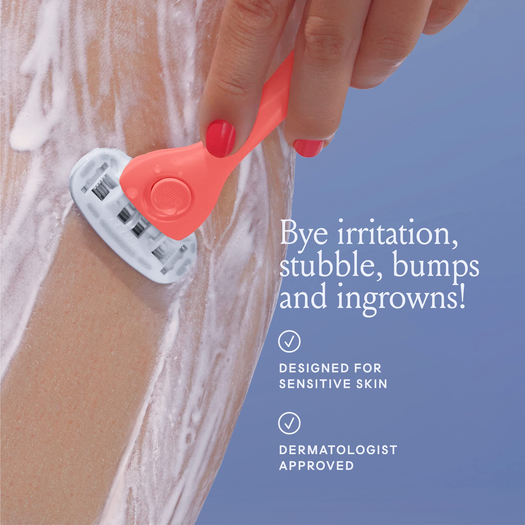 Billie ergonomic non-slip handle improves shaving control