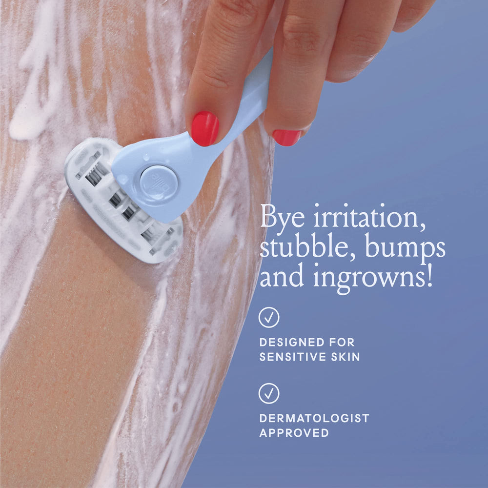 Billie razor non-slip grip maintains control when wet.