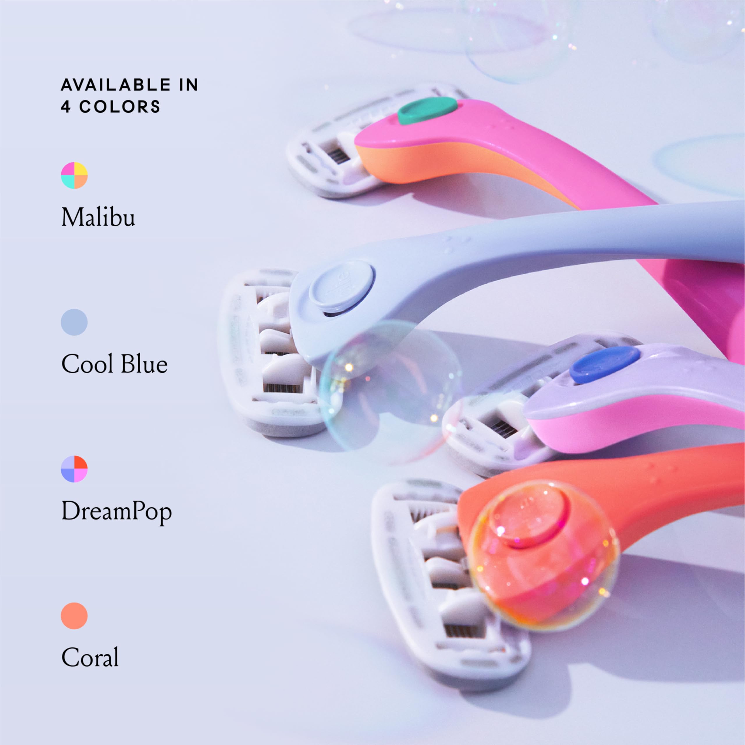 Billie coral packaging presents a premium, easy-to-store razor kit.