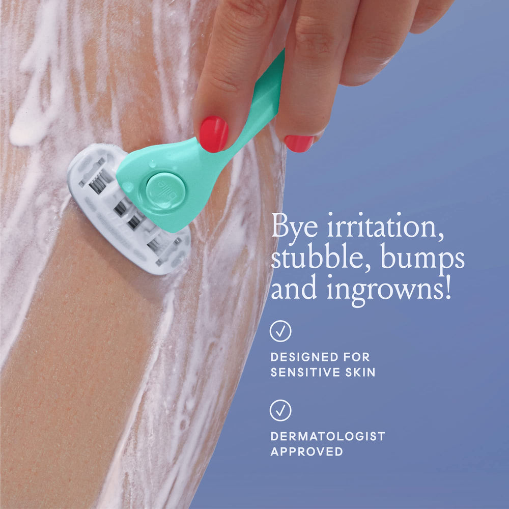 Billie Razor pivoting head design follows contours for precise shaving.
