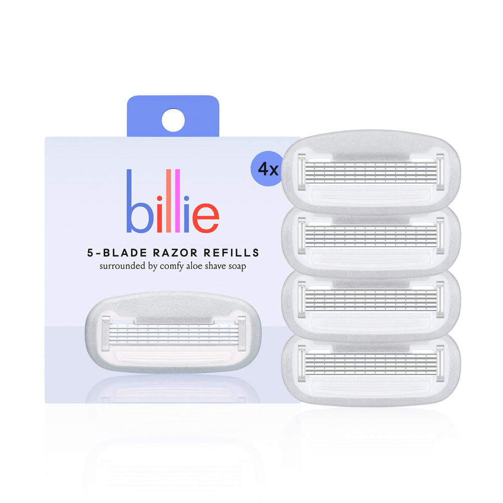 Billie refill blades 4-pack closeup for consistent, close shaves.