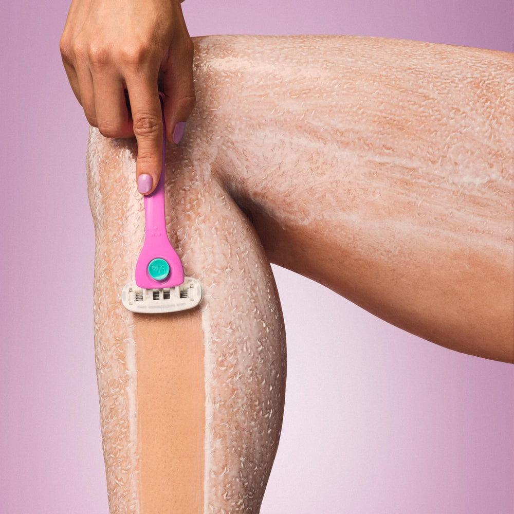 Billie Shave Glaze close-up shows razor glide with enhanced control.
