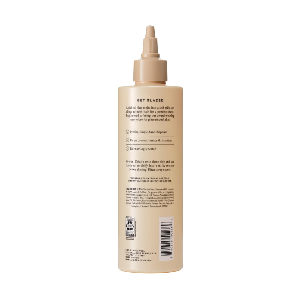 Billie Shave Glaze bottle visible for even coverage