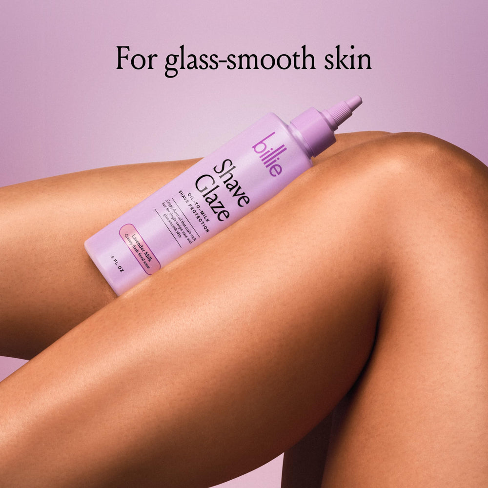 Billie Shave Glaze softened hair supports comfortable shaving.