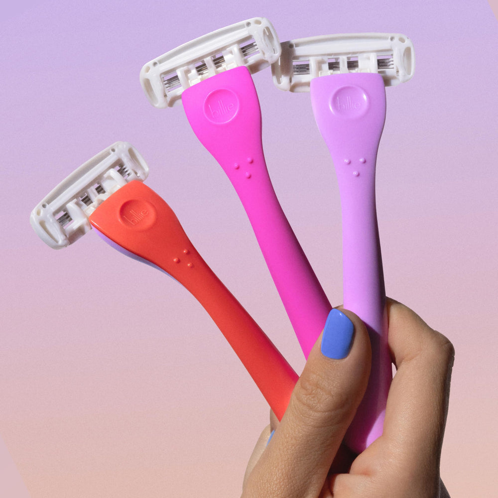 Billie Sunburst Set colorblocked shades brighten your shaving routine