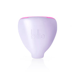 Billie travel case with magnetic top keeps razor secure during travel.